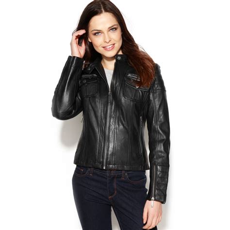 michael kors learher jacket|Michael Kors bomber jacket women's.